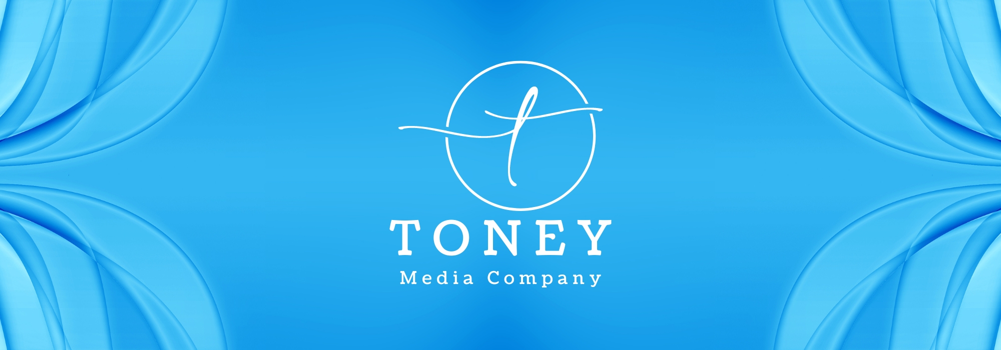 blue background with toney media company logo